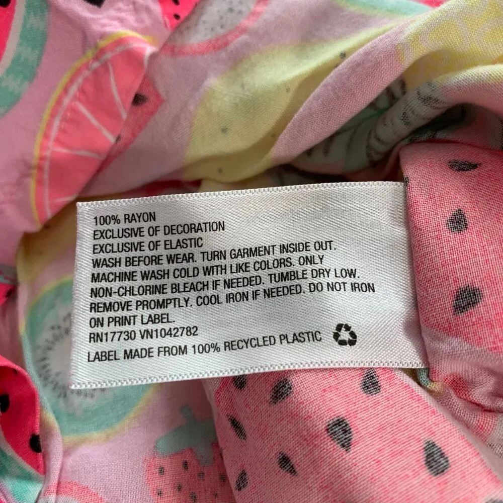5/$25 Cat & Jack Girls‎ Pink Fruit Print Tassel Swim Cover-Up Dress Size 2T